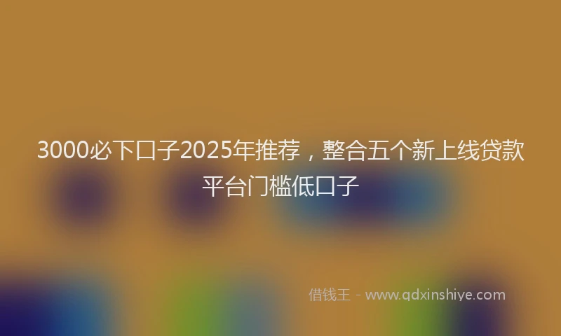 3000必下口子2025年推荐，整合五个新上线贷款平台门槛低口子