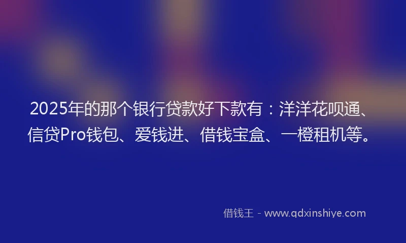 2025年的那个银行贷款好下款有：洋洋花呗通、信贷Pro钱包、爱钱进、借钱宝盒、一橙租机等。