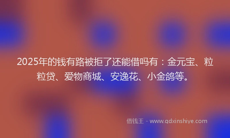 2025年的钱有路被拒了还能借吗有：金元宝、粒粒贷、爱物商城、安逸花、小金鸽等。