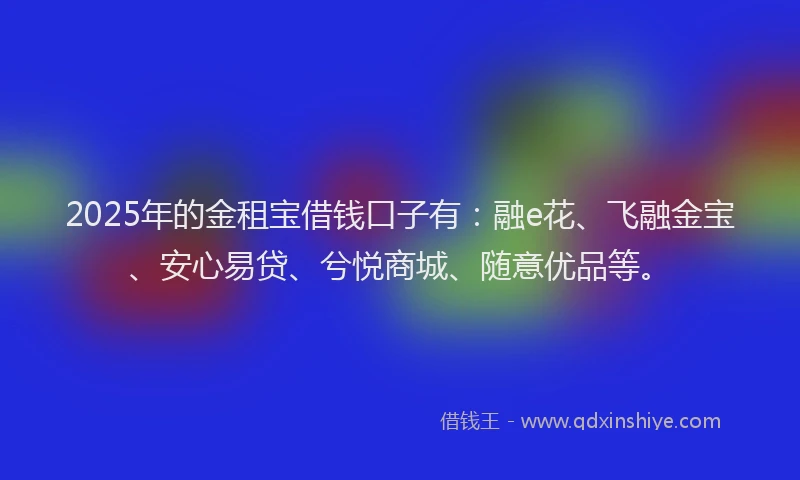 2025年的金租宝借钱口子有：融e花、飞融金宝、安心易贷、兮悦商城、随意优品等。