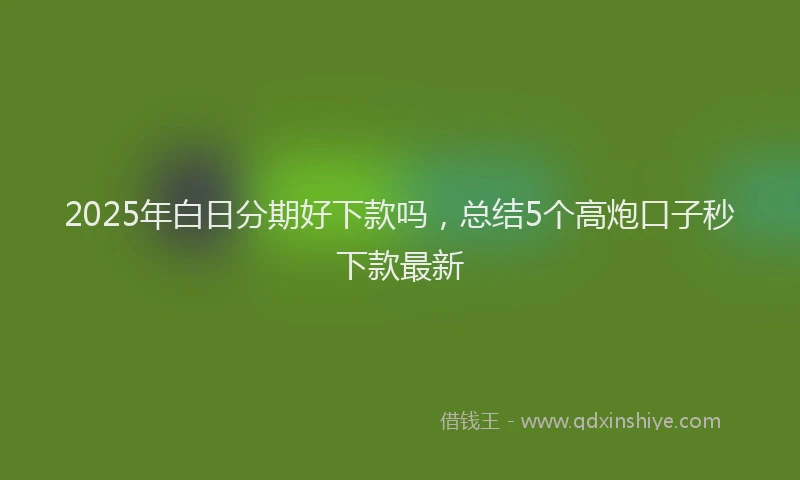 2025年白日分期好下款吗，总结5个高炮口子秒下款最新