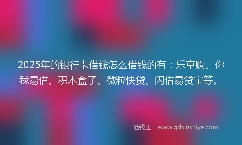 2025年的银行卡借钱怎么借钱的有：乐享购、你我易借、积木盒子、微粒快贷、闪借易贷宝等。