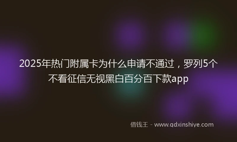 2025年热门附属卡为什么申请不通过，罗列5个不看征信无视黑白百分百下款app