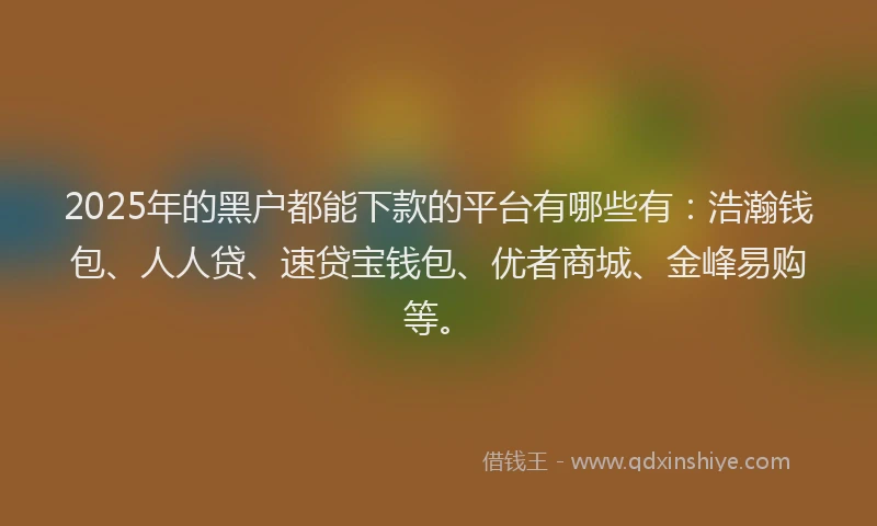 2025年的黑户都能下款的平台有哪些有：浩瀚钱包、人人贷、速贷宝钱包、优者商城、金峰易购等。