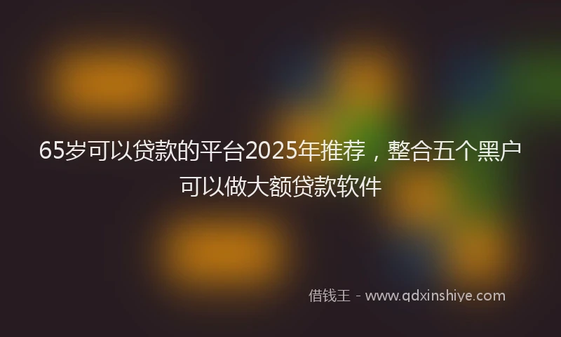 65岁可以贷款的平台2025年推荐，整合五个黑户可以做大额贷款软件