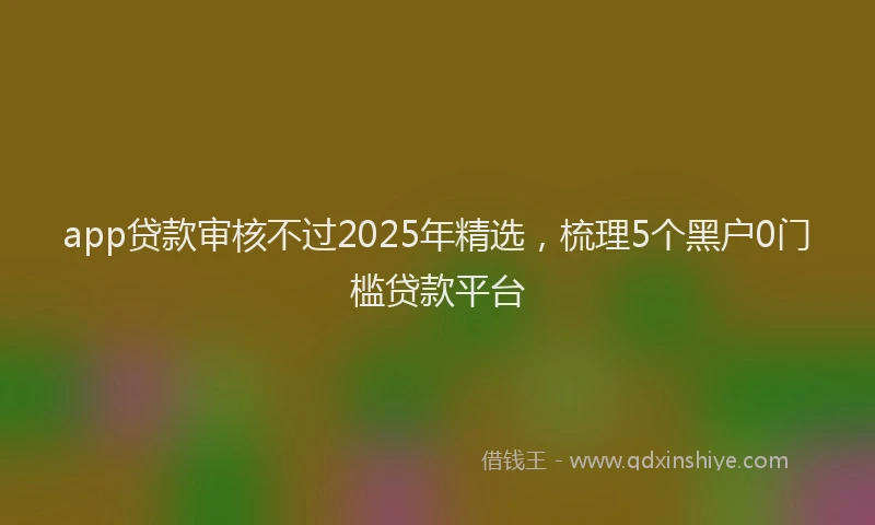 app贷款审核不过2025年精选，梳理5个黑户0门槛贷款平台
