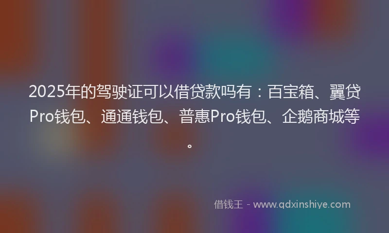 2025年的驾驶证可以借贷款吗有：百宝箱、翼贷Pro钱包、通通钱包、普惠Pro钱包、企鹅商城等。