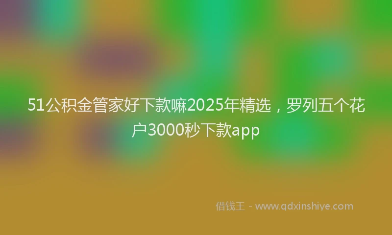 51公积金管家好下款嘛2025年精选，罗列五个花户3000秒下款app