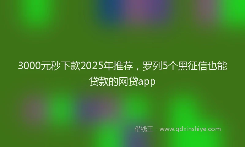 3000元秒下款2025年推荐，罗列5个黑征信也能贷款的网贷app