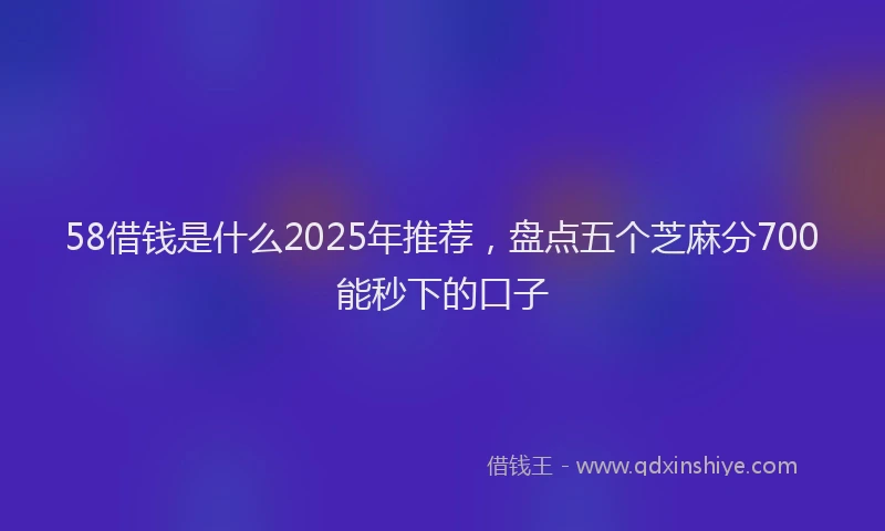 58借钱是什么2025年推荐，盘点五个芝麻分700能秒下的口子