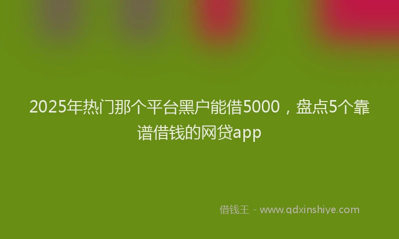 2025年热门那个平台黑户能借5000，盘点5个靠谱借钱的网贷app