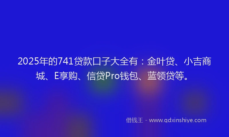 2025年的741贷款口子大全有：金叶贷、小吉商城、E享购、信贷Pro钱包、蓝领贷等。