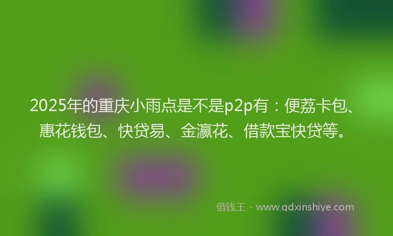2025年的重庆小雨点是不是p2p有：便荔卡包、惠花钱包、快贷易、金瀛花、借款宝快贷等。