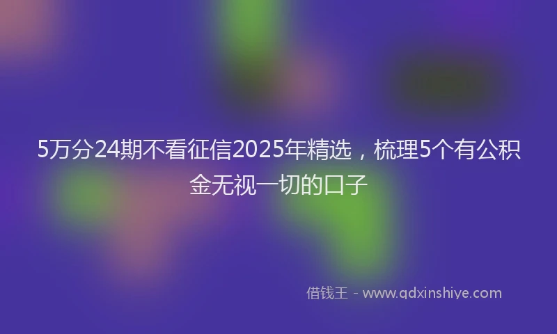 5万分24期不看征信2025年精选，梳理5个有公积金无视一切的口子