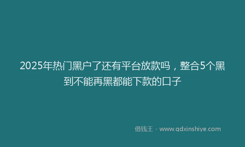 2025年热门黑户了还有平台放款吗，整合5个黑到不能再黑都能下款的口子
