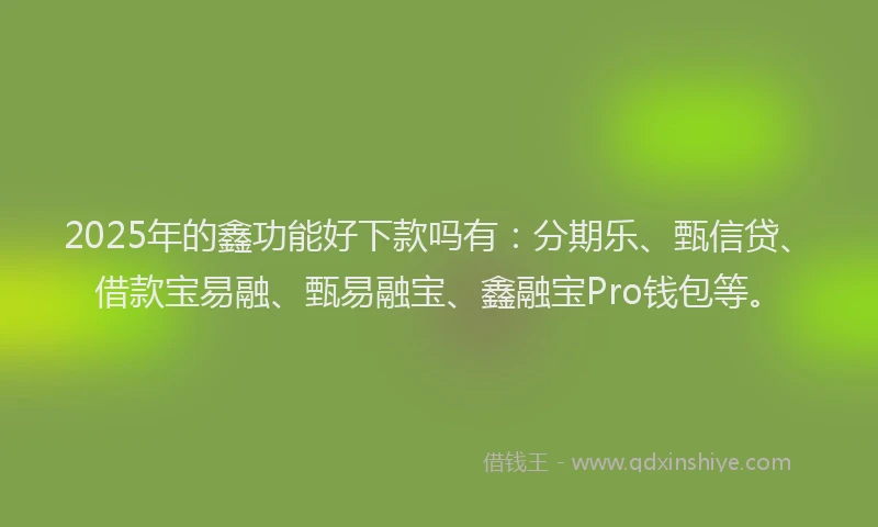2025年的鑫功能好下款吗有：分期乐、甄信贷、借款宝易融、甄易融宝、鑫融宝Pro钱包等。