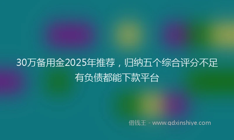 30万备用金2025年推荐，归纳五个综合评分不足有负债都能下款平台