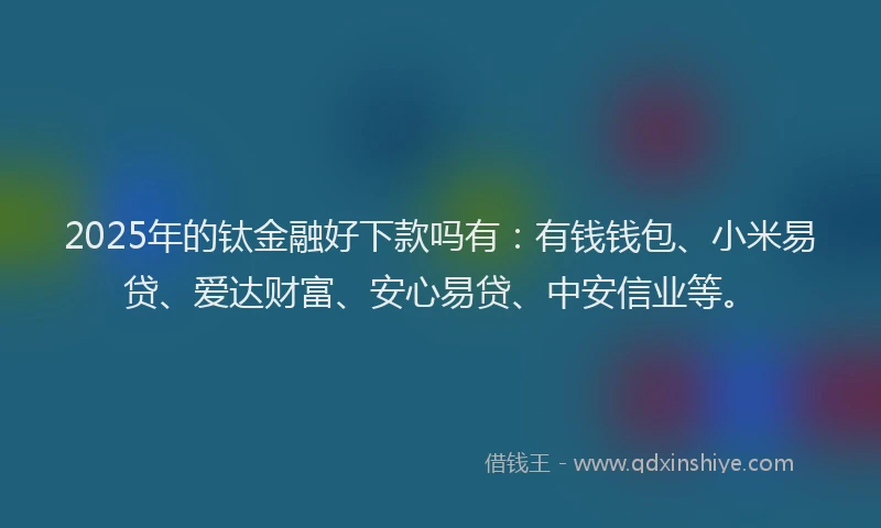 2025年的钛金融好下款吗有：有钱钱包、小米易贷、爱达财富、安心易贷、中安信业等。
