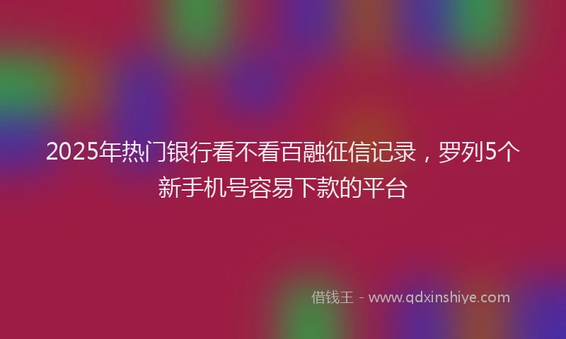 2025年热门银行看不看百融征信记录，罗列5个新手机号容易下款的平台