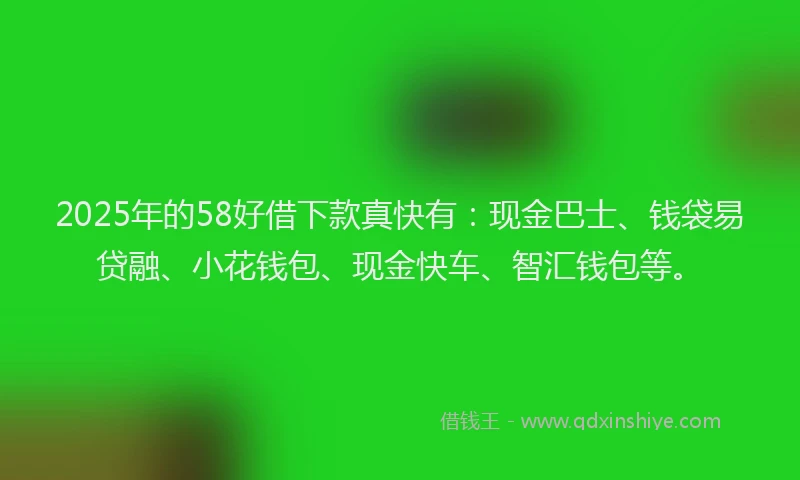 2025年的58好借下款真快有：现金巴士、钱袋易贷融、小花钱包、现金快车、智汇钱包等。