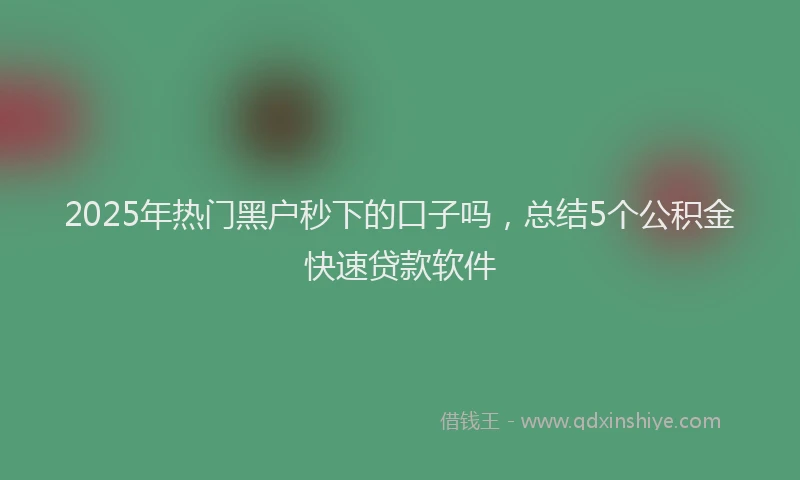 2025年热门黑户秒下的口子吗，总结5个公积金快速贷款软件