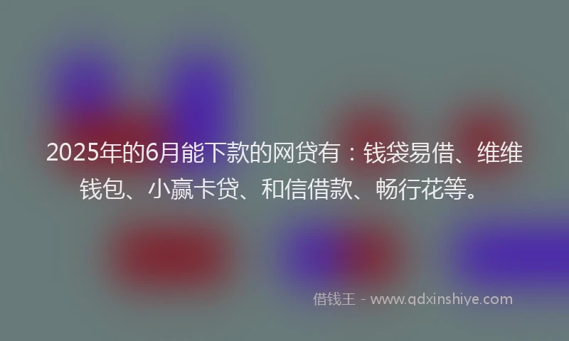2025年的6月能下款的网贷有：钱袋易借、维维钱包、小赢卡贷、和信借款、畅行花等。