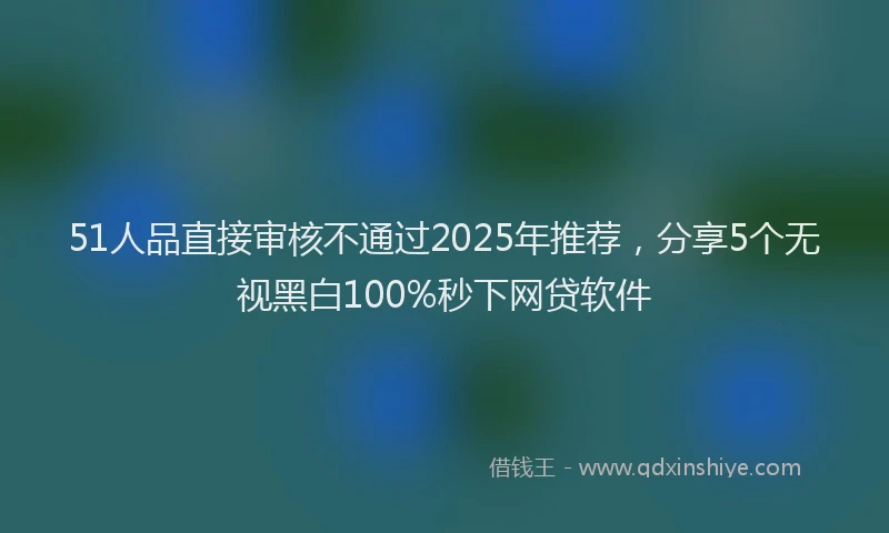 51人品直接审核不通过2025年推荐，分享5个无视黑白100%秒下网贷软件