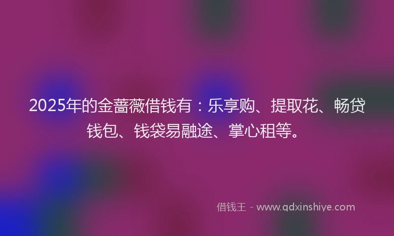 2025年的金蔷薇借钱有：乐享购、提取花、畅贷钱包、钱袋易融途、掌心租等。