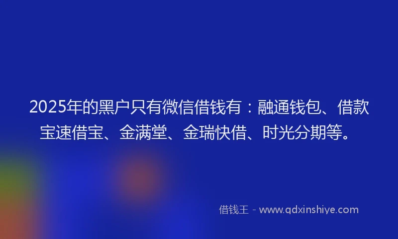 2025年的黑户只有微信借钱有：融通钱包、借款宝速借宝、金满堂、金瑞快借、时光分期等。