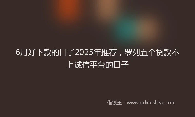6月好下款的口子2025年推荐，罗列五个贷款不上诚信平台的口子