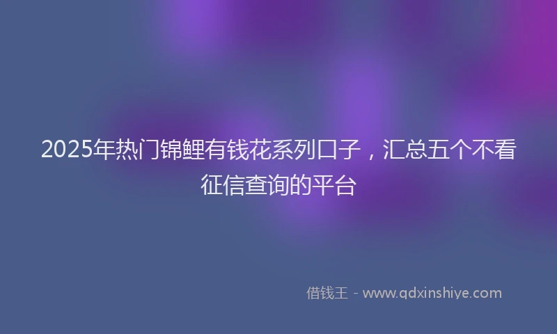 2025年热门锦鲤有钱花系列口子，汇总五个不看征信查询的平台