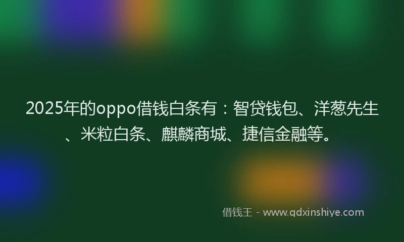 2025年的oppo借钱白条有：智贷钱包、洋葱先生、米粒白条、麒麟商城、捷信金融等。