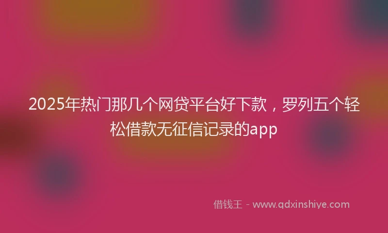 2025年热门那几个网贷平台好下款，罗列五个轻松借款无征信记录的app