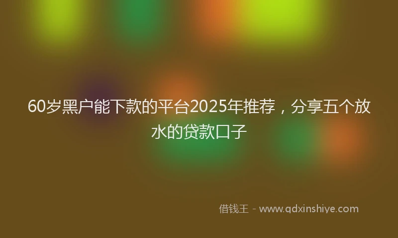 60岁黑户能下款的平台2025年推荐，分享五个放水的贷款口子