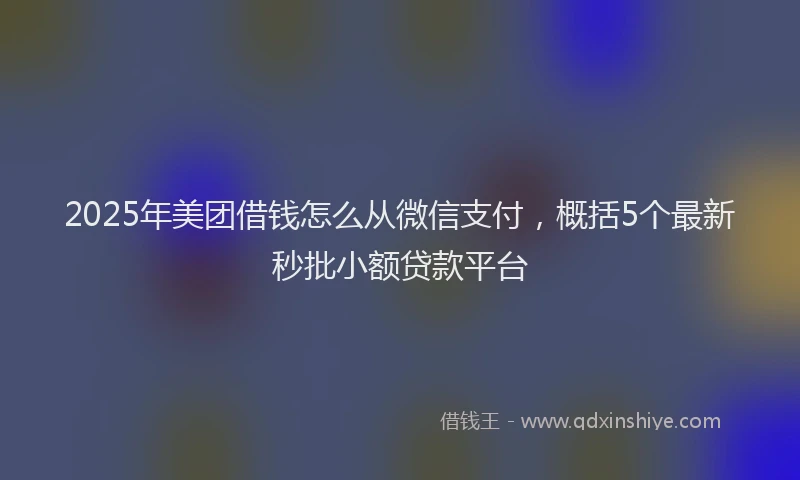 2025年美团借钱怎么从微信支付，概括5个最新秒批小额贷款平台