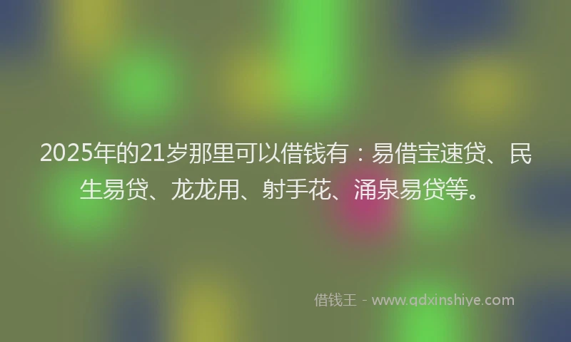 2025年的21岁那里可以借钱有:易借宝速贷、民生易贷、龙龙用、射手花、涌泉易贷等。