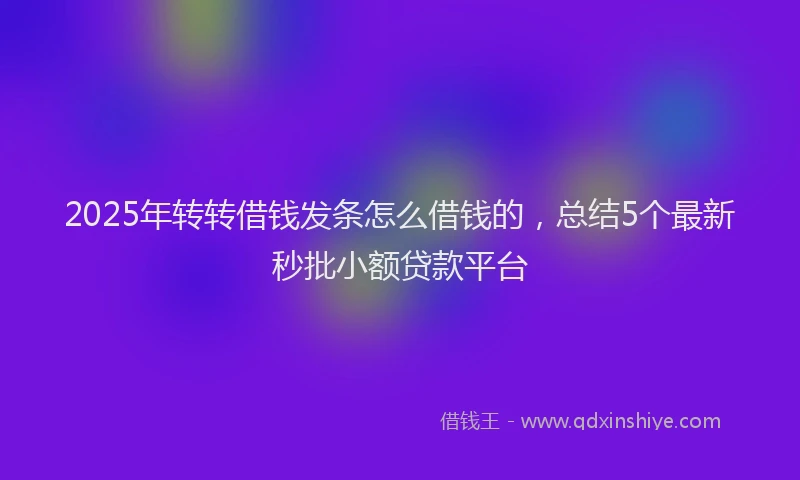 2025年转转借钱发条怎么借钱的，总结5个最新秒批小额贷款平台