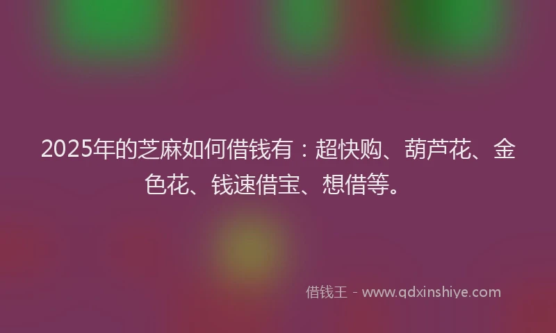 2025年的芝麻如何借钱有：超快购、葫芦花、金色花、钱速借宝、想借等。