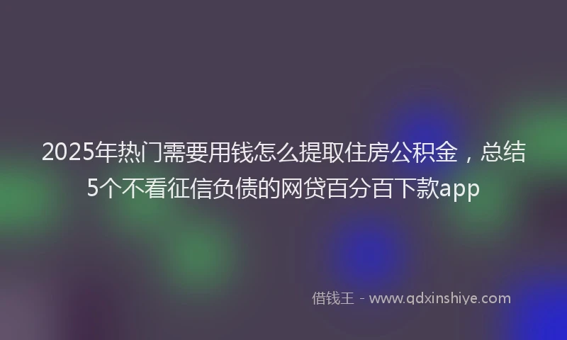 2025年热门需要用钱怎么提取住房公积金，总结5个不看征信负债的网贷百分百下款app