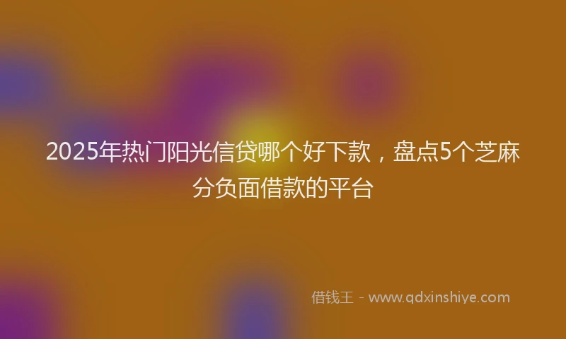 2025年热门阳光信贷哪个好下款，盘点5个芝麻分负面借款的平台