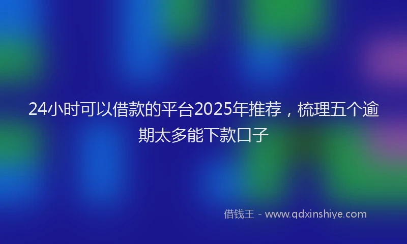 24小时可以借款的平台2025年推荐，梳理五个逾期太多能下款口子