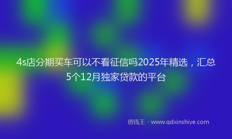 4s店分期买车可以不看征信吗2025年精选，汇总5个12月独家贷款的平台