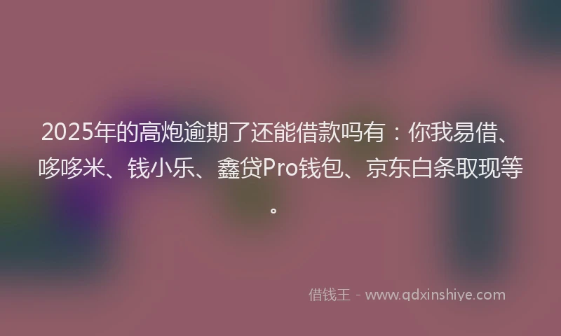 2025年的高炮逾期了还能借款吗有：你我易借、哆哆米、钱小乐、鑫贷Pro钱包、京东白条取现等。
