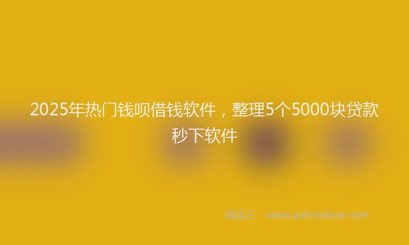 2025年热门钱呗借钱软件，整理5个5000块贷款秒下软件