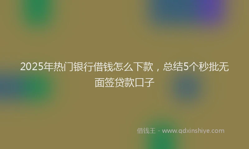 2025年热门银行借钱怎么下款，总结5个秒批无面签贷款口子