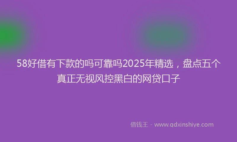 58好借有下款的吗可靠吗2025年精选，盘点五个真正无视风控黑白的网贷口子