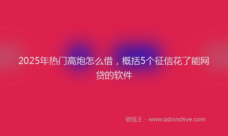 2025年热门高炮怎么借，概括5个征信花了能网贷的软件