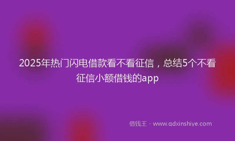 2025年热门闪电借款看不看征信，总结5个不看征信小额借钱的app