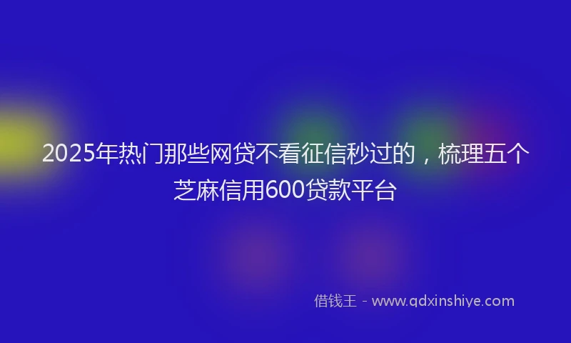 2025年热门那些网贷不看征信秒过的，梳理五个芝麻信用600贷款平台