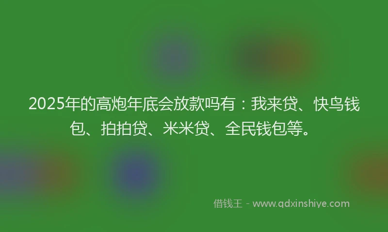 2025年的高炮年底会放款吗有：我来贷、快鸟钱包、拍拍贷、米米贷、全民钱包等。